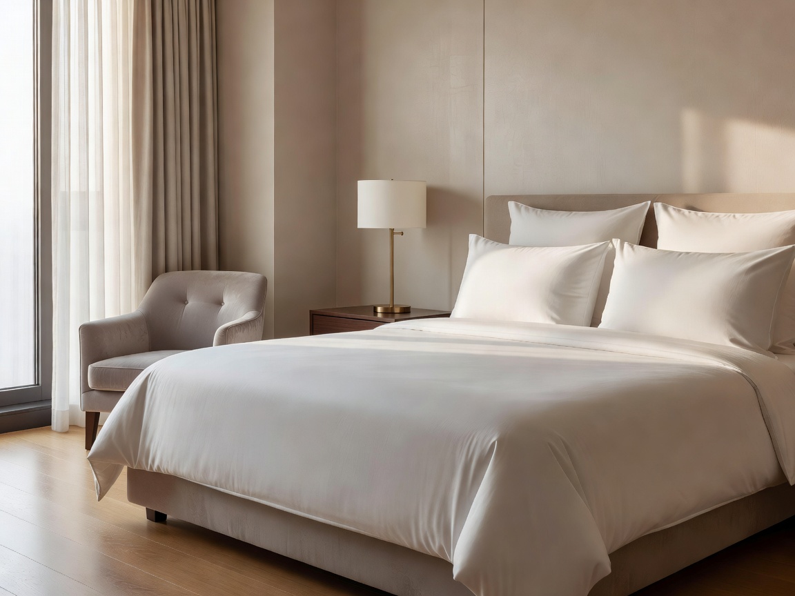 Elegant hotel bedroom with natural light