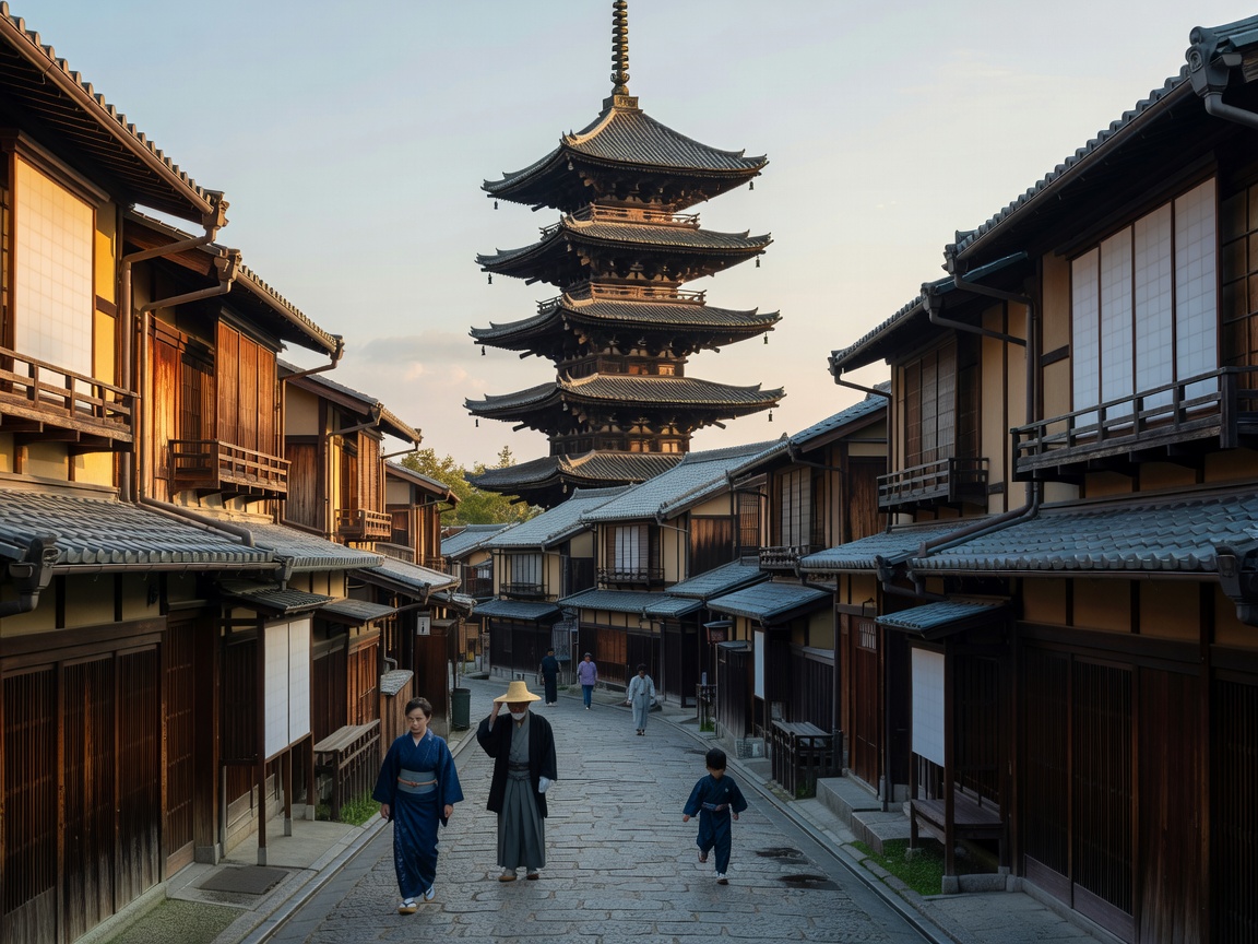 Kyoto pagoda above traditional streets