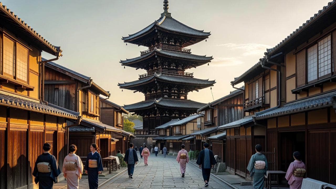 Pagoda above the historic streets of Kyoto