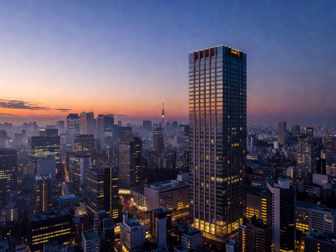 Tokyo cityscape at twilight, illustrating Aman Tokyo's setting