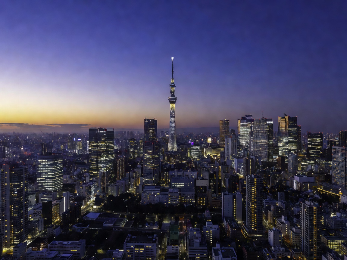 Tokyo cityscape at twilight, the setting of Aman Tokyo